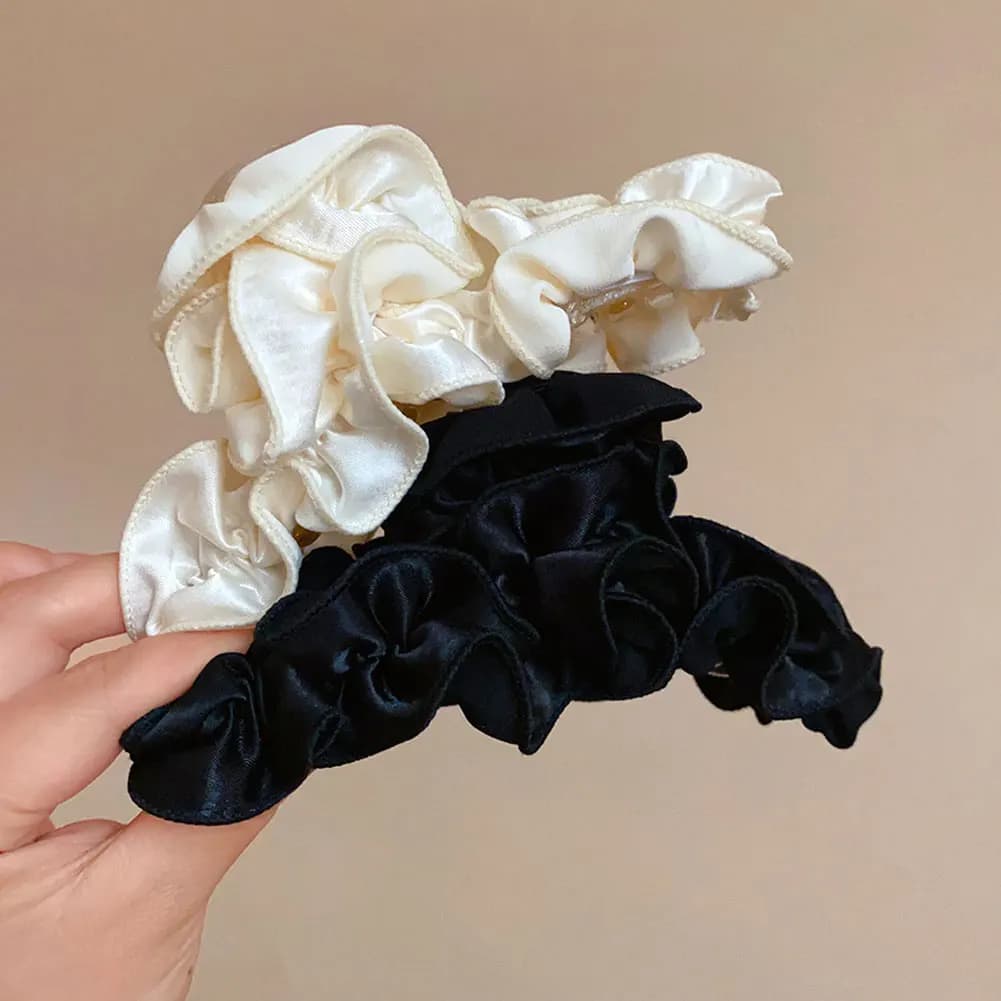 1Pc High-End Retro Pleated Ponytail Clip For Women Solid Color Back Head Updo Shark Clip Hair Accessories