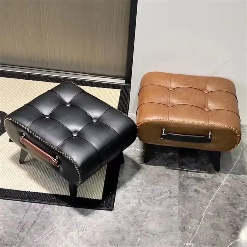 Sgabello per piedi piccolo Ottomano in pelle PU Rettangolo Ottomano Poggiapiedi Comodino Sgabello con gambe in legno per scrivania Soggiorno Camera da letto