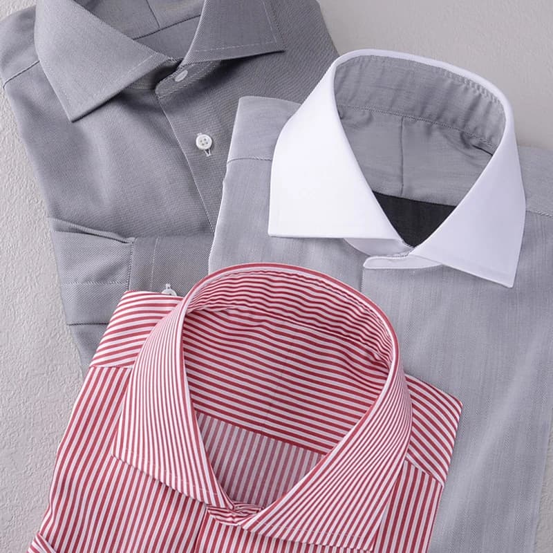Camicia a maniche lunghe da uomo con colletto Windsor di alta qualità Camicia da uomo slim fit da uomo d'affari in cotone a fibra lunga ad alto numero