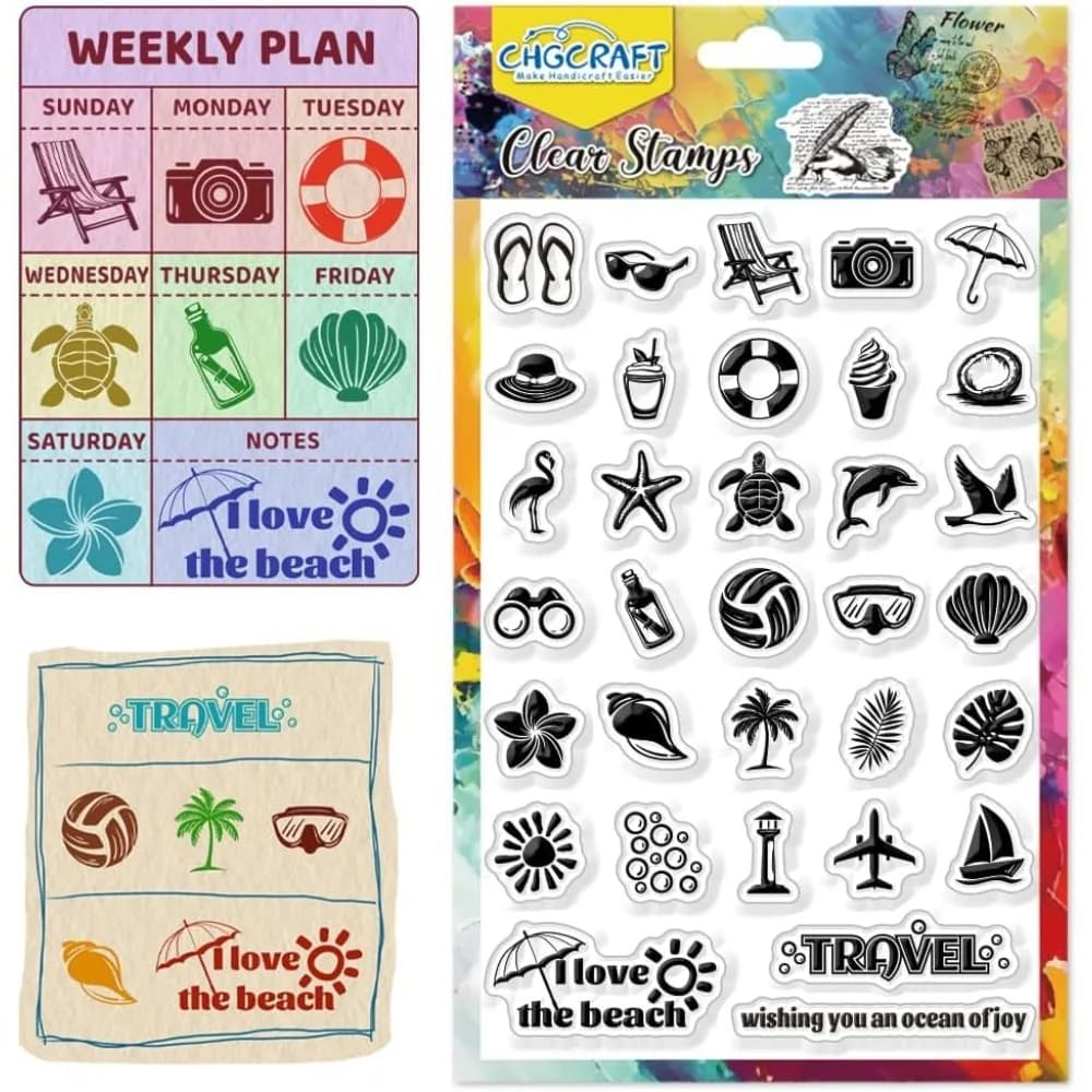 Beach Elements Clear Stamp Transparent Ocean Animals Stamps for DIY Scrapbooking Photo Album Decorative Cards Making making kit