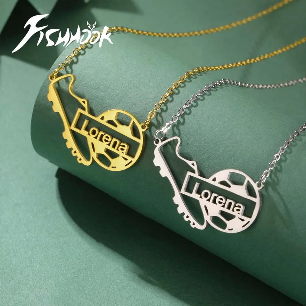 Collana della squadra di calcio con pallone, ciondolo con nome personalizzato, regalo per donne, uomini, ragazzi, bambini, gioielli con catena in acciaio inossidabile