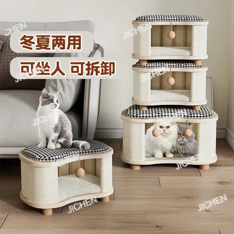 Cuccia per Gatti Universale per Tutte le Stagioni, Chiusa per Inverno ed Estate, Doppio Uso, Calda per Inverno ed Estate