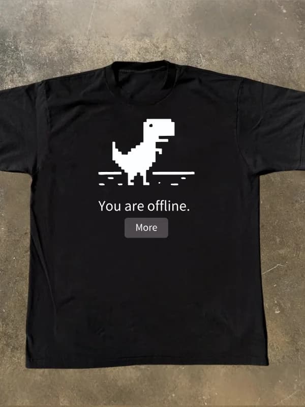 You Are Offline IT Guy Programmer Short Sleeve Pure Cotton T-Shirt Breathable Casual round Neck Top for Teens Summer