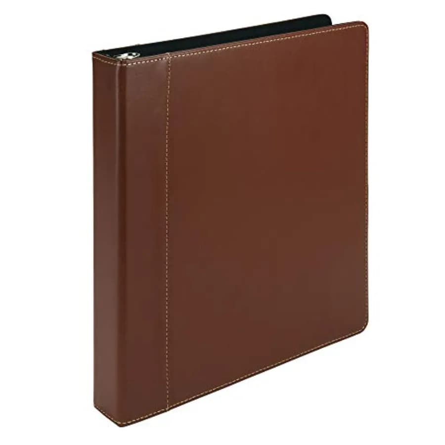 3 Ring Binder, Leather, with Contrast Stitching, 8.5X, 3 Rgs, Notebook Bder, Portfolio Organizer, Planner, Journal
