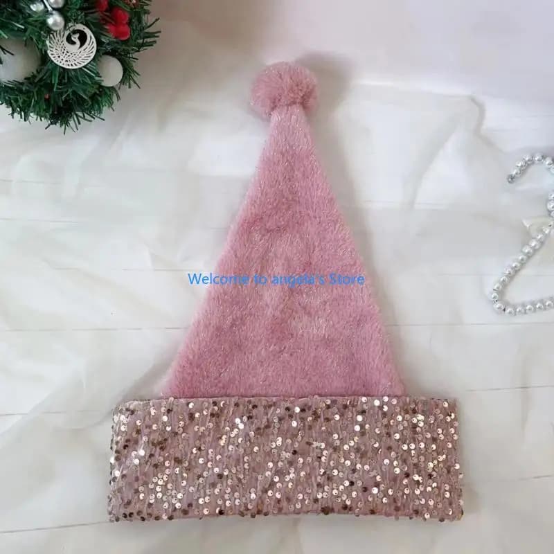 X4YC Cappelli lunghi da Babbo Natale con visiera per festa Natale Capodanno
