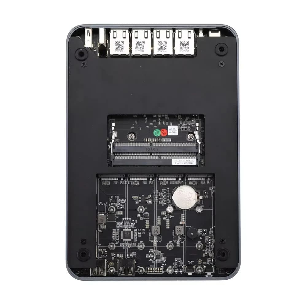Mini PC NAS Server di Archiviazione con 4 Porte LAN 2.5G, Slot M.2 SSD, Firewall Integrato, Supporto RAID 5/6, Hot Swap Dischi per Casa/Ufficio