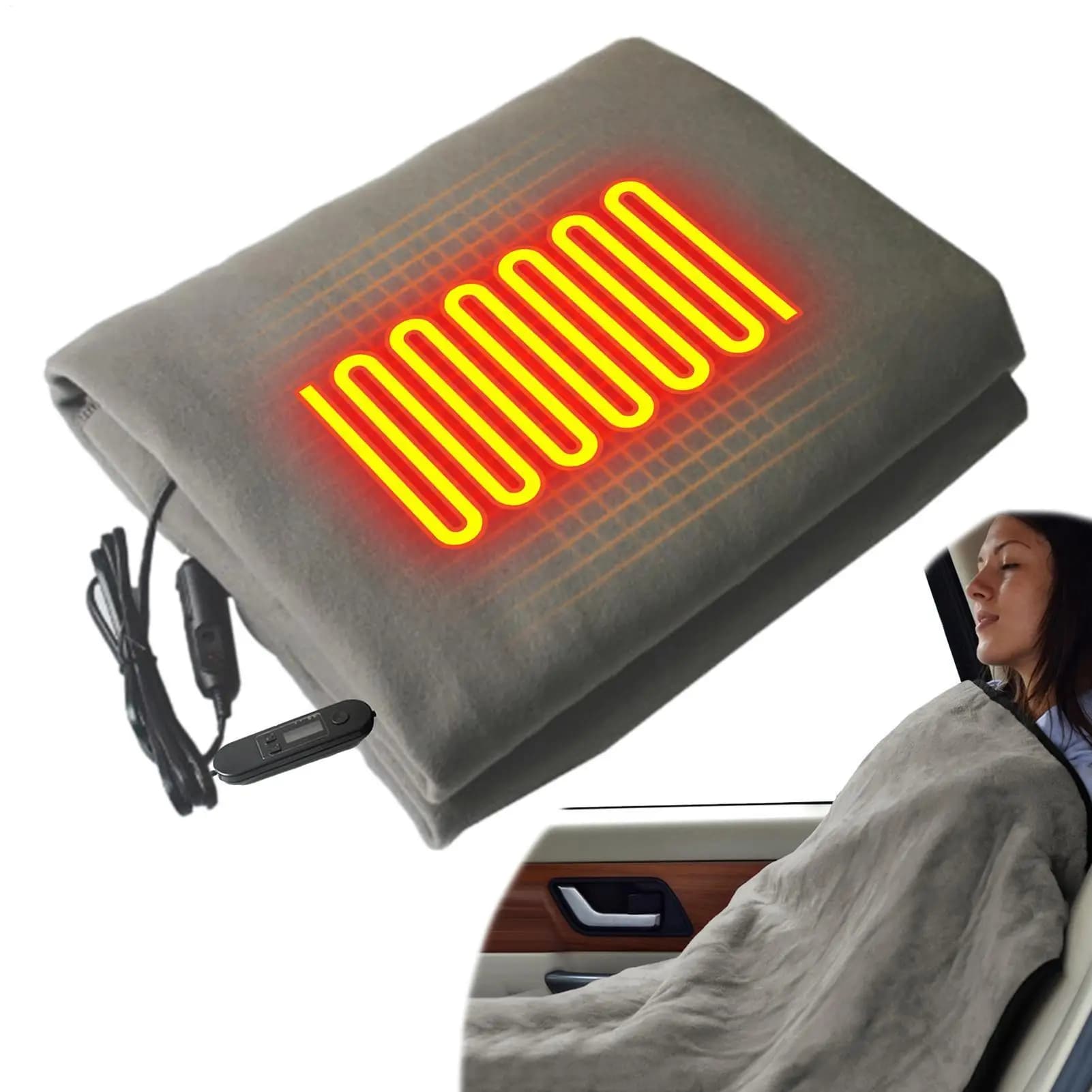 12V Electric Heated Blanket Car Office Use Warm Blanket Winter Removable Washing Quick Warmer Heated Warming Carpet