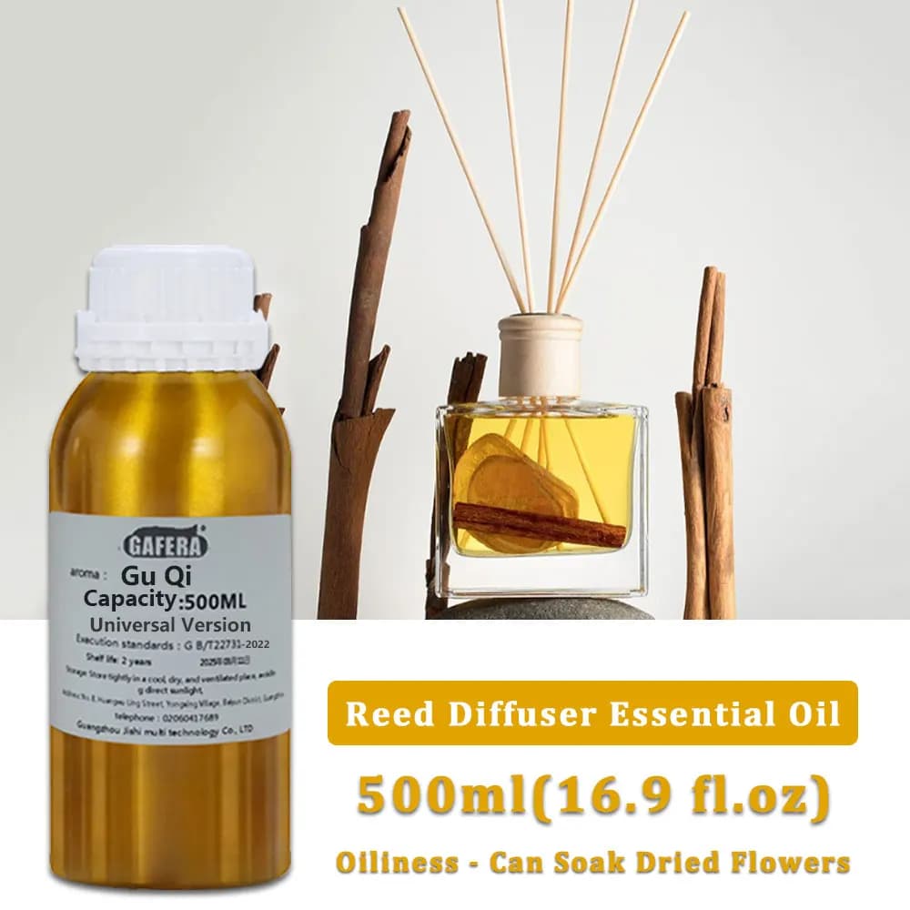 GAFERA 500ml (16.9 fl.oz) Olio Essenziale di Gu Qi/Rosa - Olio Aromatico di Ricambio per Diffusori a Bastoncini e Aromaterapia Senza Fiamma