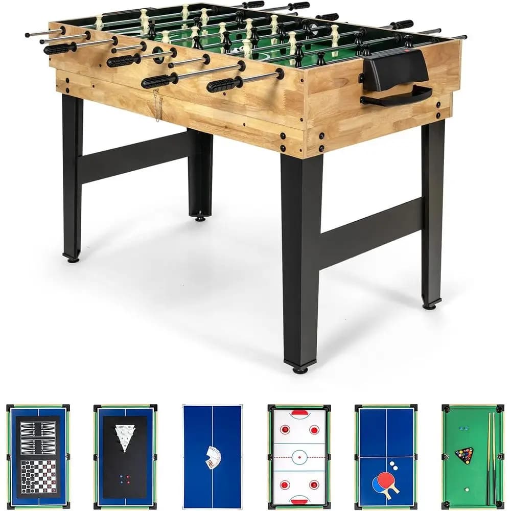 Tavolo Multigioco All-in-One per Adulti con Biliardo, Ping Pong, Air Hockey, Bowling, Scacchi, Dama e Backgammon