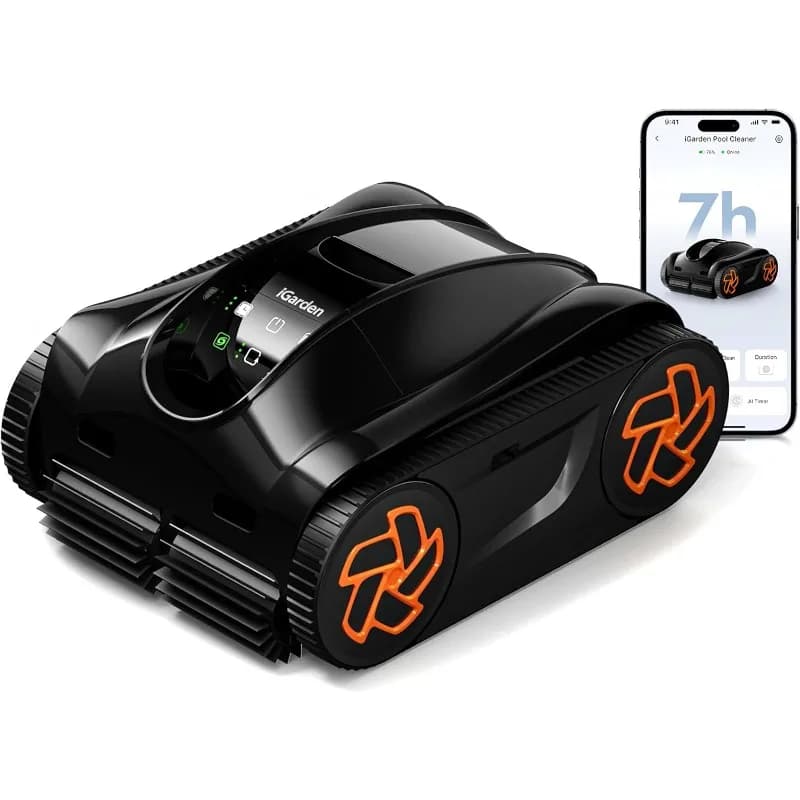 iGarden Robot Pulitore Piscina Serie K, Aspiratore Robotico Senza Fili con Batteria da 7 Ore, Aspirazione Turbo 200%, Navigazione Intelligente 3D