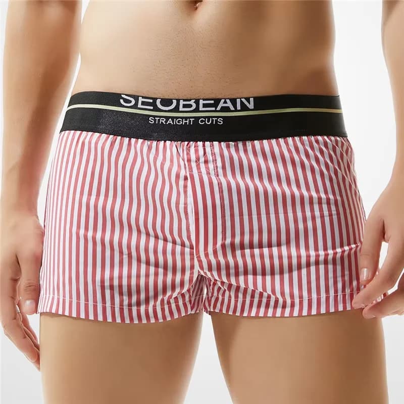 Intimo Boxy da uomo Pantaloni da salotto a righe in cotone per giovani Pantaloni larghi per la casa Boxer per giovani Comodi biancheria intima casual per la casa