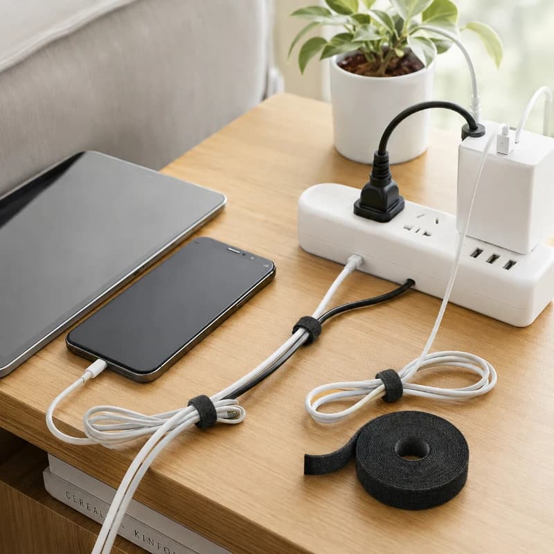 Cinghia regolabile per il fissaggio dei cavi con gancio e anello, nastro multiuso per l'organizzazione dei cavi di alimentazione, cavi USB, cavi per auricolari