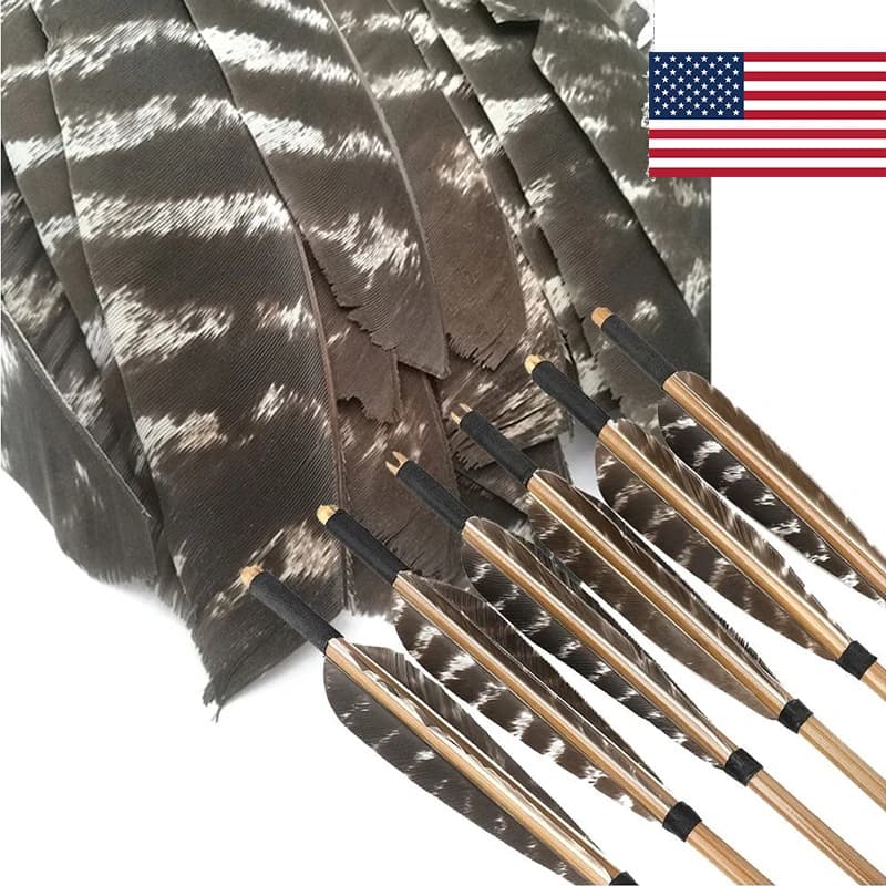 50Pcs Archery Real Turkey Feather Fletches Left Right Wing Natural Arrow Vanes DIY Accessories For Bow Arrow Hunting Target Shooting Sports