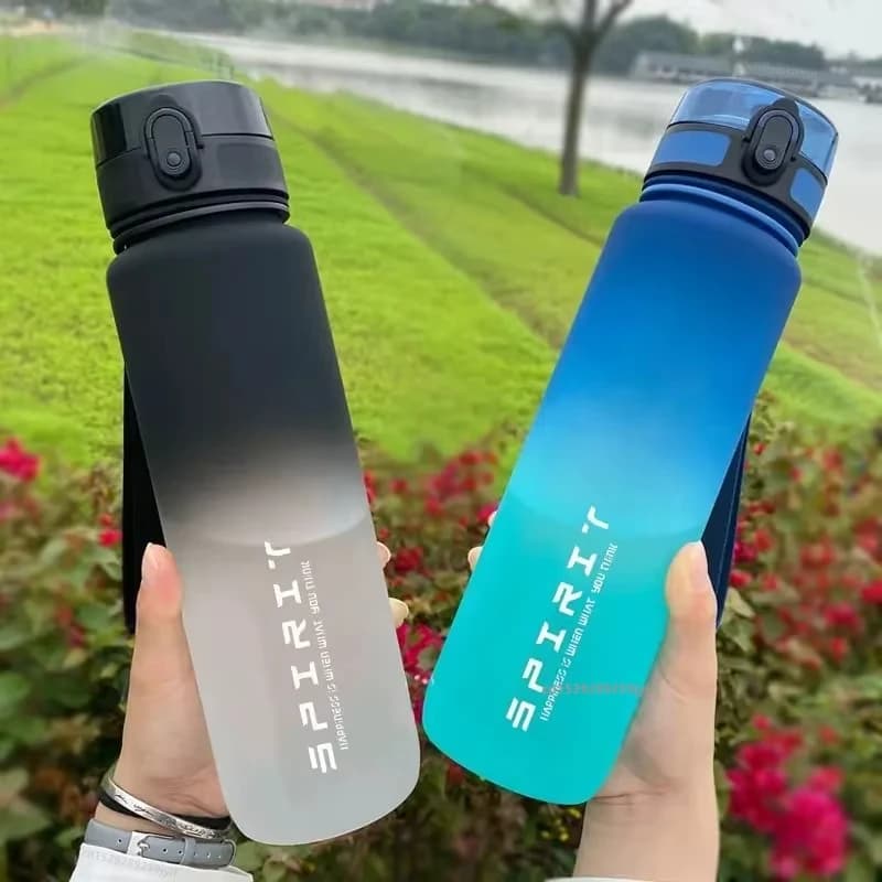 1 liter sports water bottle of great capacity, leak proof, colored plastic cup, for drinking, outdoor travel, portable gym, fitness