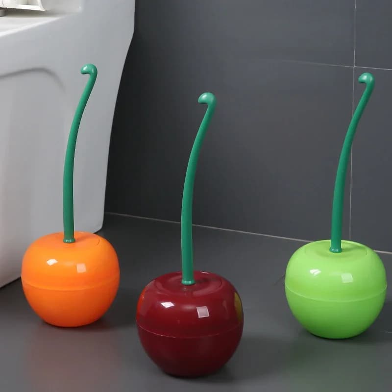 Set di Spazzole per WC e Porta Spazzole Creativi e Carini a Forma di Ciliegia, Accessori per il Bagno, Strumento di Pulizia per la Casa