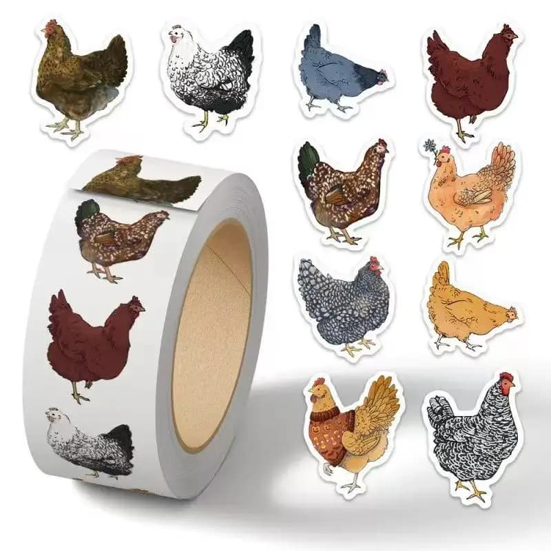 500 Pezzi/Rotolo Adesivi Decorativi a Forma di Pollo, Decorazioni Regalo per Quaderni, Bottiglie d'Acqua, Valigie, Custodie per Telefoni, Adesivi Sigillanti Fai-da-Te