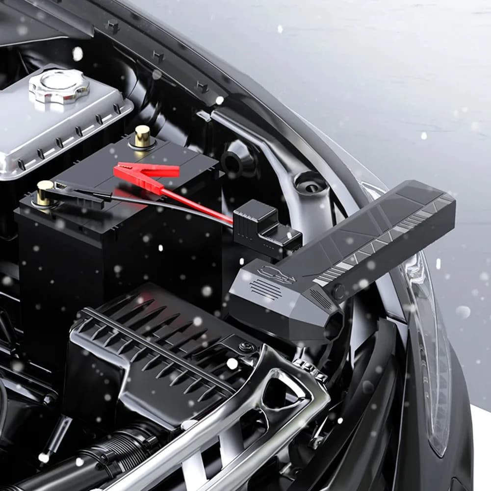 Kit di Emergenza Auto Definitivo: Avviatore d'Emergenza 12V, Gonfiatore Pneumatici e Power Bank con Luce - Booster Batteria Portatile e Caricatore Telefono