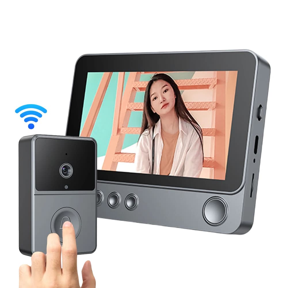 Campanello per monitoraggio video 2.4G Schermo IPS da 4,3 pollici Audio Video Campanello Telecamera Sistema citofonico campanello per porta vocale bidirezionale per villa