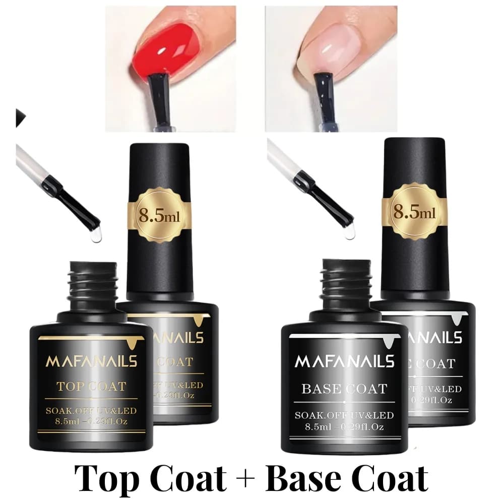 2 pezzi Base Coat & Top Coat Gel Polish Set finitura lucida Nail Art Gel Soak Off UV LED Nail Lamp Base Top Coat Nail Polish Kit *