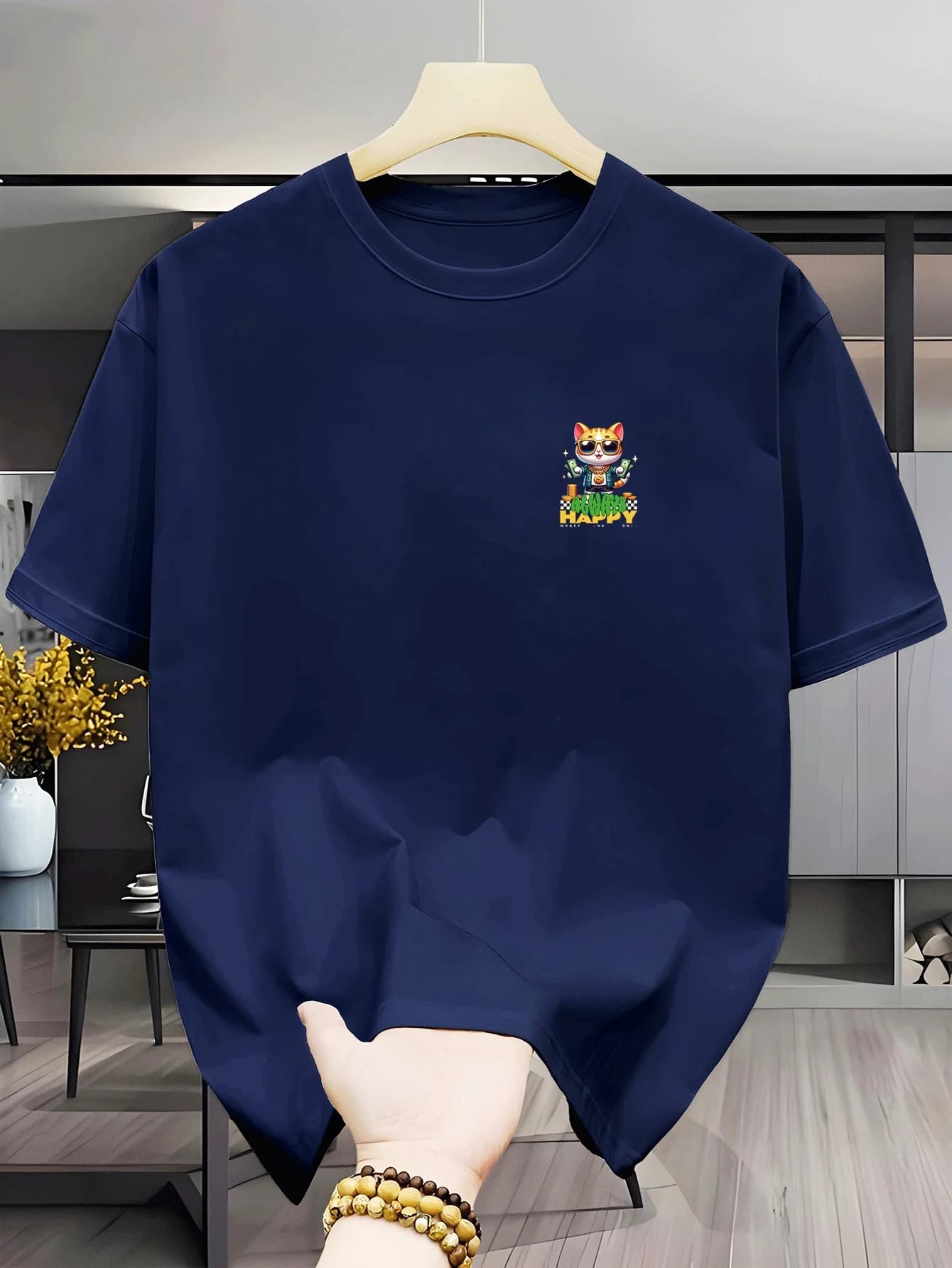 Men's Crew Neck Short Sleeve T-Shirt, Wear-Resistant, Natural Feel, Loose Fit, Stylish and Lightweight, Streamlined, Comfortable