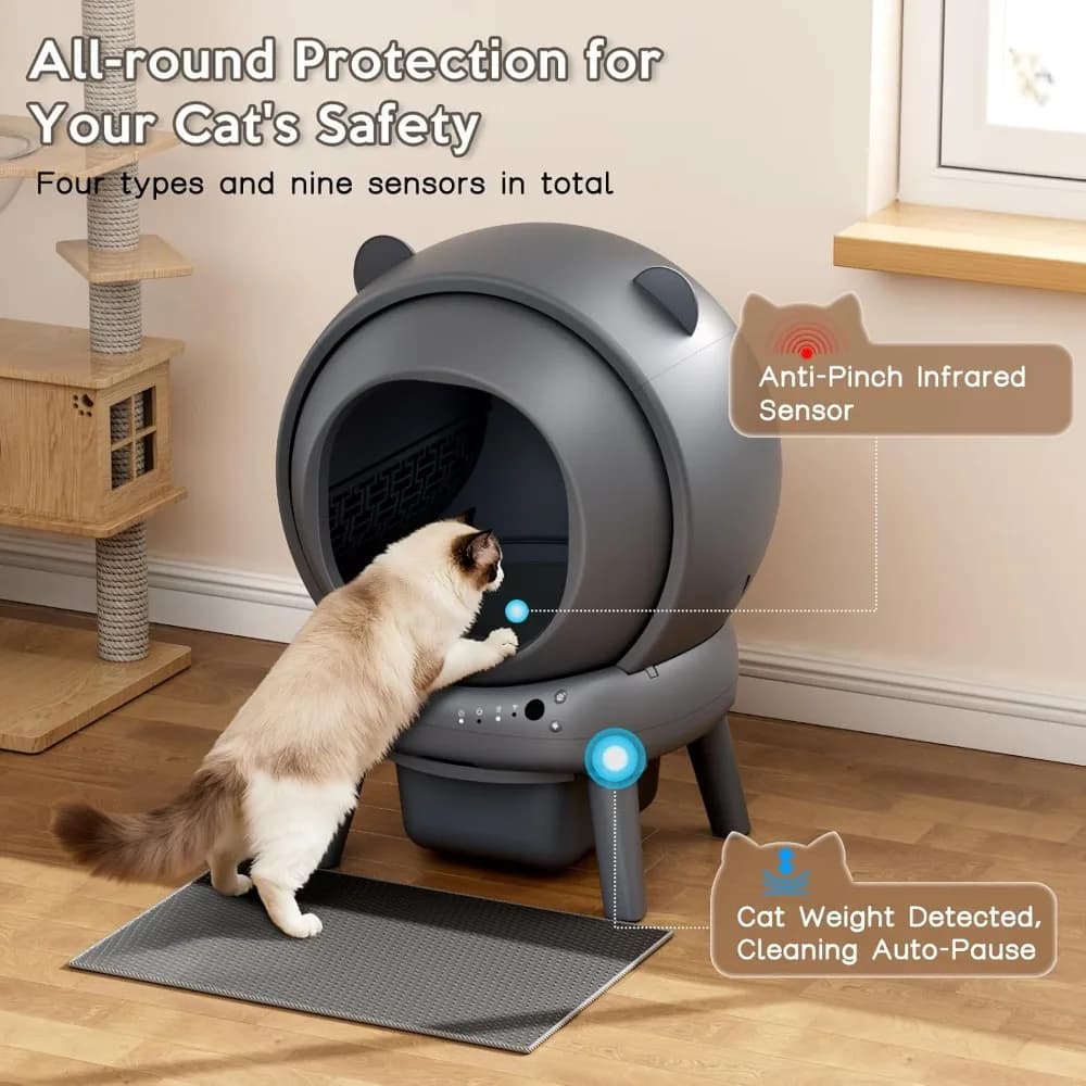 Automatic Litter Box Self Cleaning with App Control Large Capacity for Multiple Cats Noise & Odor Reduction Customized Settings