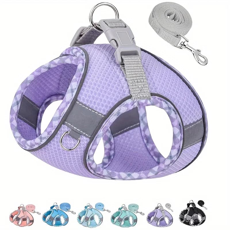 Imbracatura e guinzaglio per cuccioli riflettenti Set Imbracatura per cani in rete estiva traspirante Gilet Cinghie pettorali per gatti Pettorina per Chihuahua Yorkies