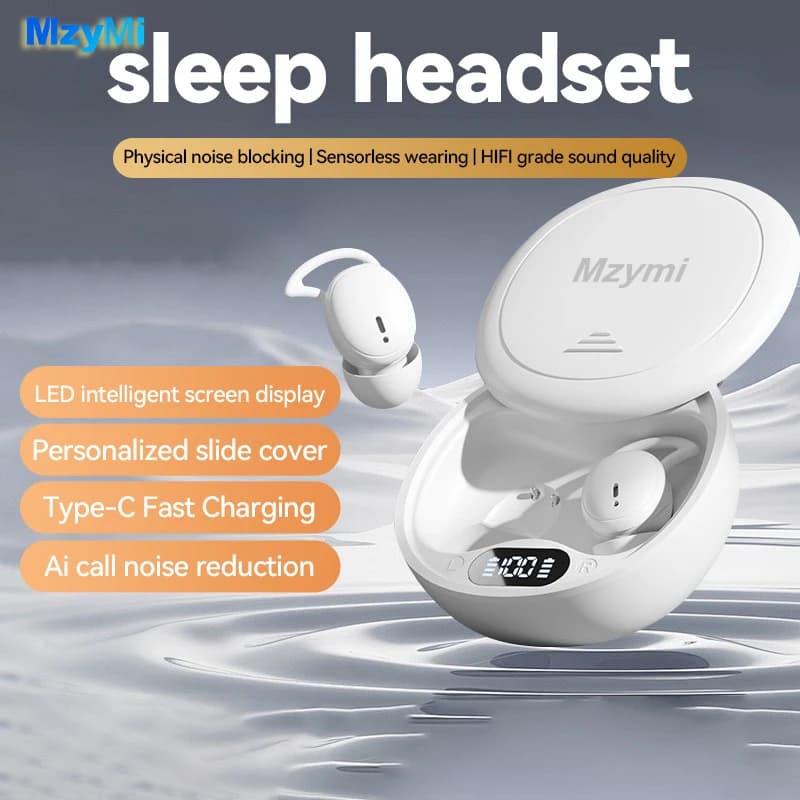 MZYMI M73 TWS Auricolari wireless per il sonno Bluetooth5.4 Auricolari stereo nascosti in-ear Cuffie con cancellazione del rumore con microfono