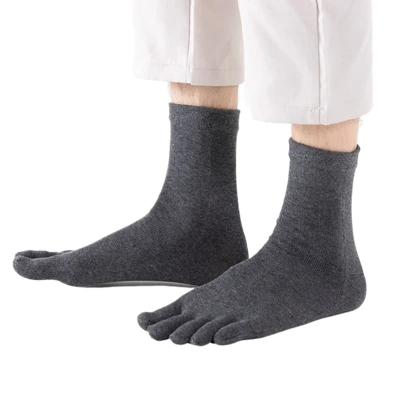Men Five-Toes Socks Cotton Medium Tube Sub-Toe Socks Summer Autumn Deodorant Sweat-Absorbing Thin Solid Wear-Resistant Sockings