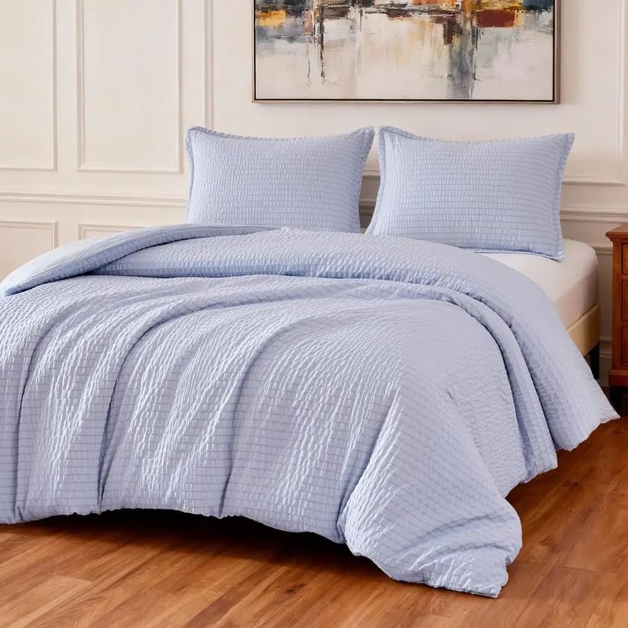 Set Jacquard Geometric Microfiber 3 Pieces, with 1 Cover and 2 Loyal, Unincluded down jacket, Queen size, Blue