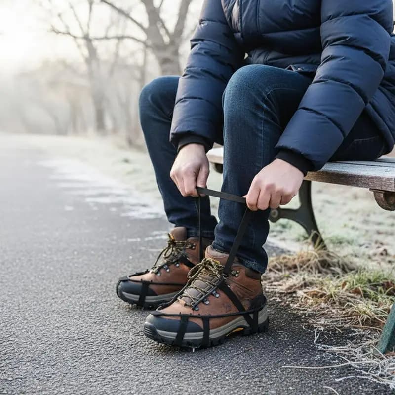 Grip antiscivolo per scarpe con 24 denti, ramponi per stivali con trazione migliorata per escursioni su neve e ghiaccio