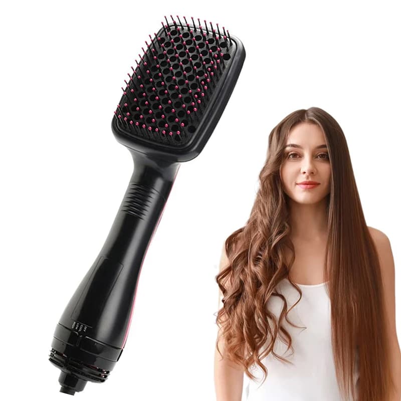 Asciugacapelli portatile 2-in-1 con pettine, senza nodi, asciugacapelli professionale a ioni negativi, pettine ad aria calda per capelli lisci