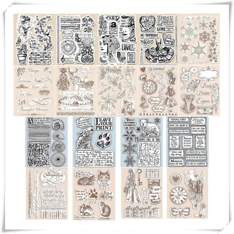 2021 nuovi arrivi timbri trasparenti per Scrapbooking Card Making Winter Cat Lady Retro HD Natural Stamp Set conto Craft Seal