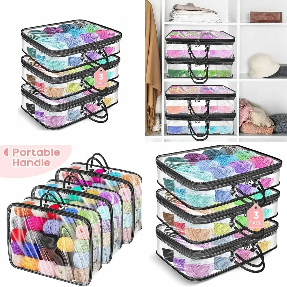 Borsa portaoggetti trasparente da 3/5 pezzi, organizer portatile multiuso per abbigliamento, lenzuola, biancheria intima