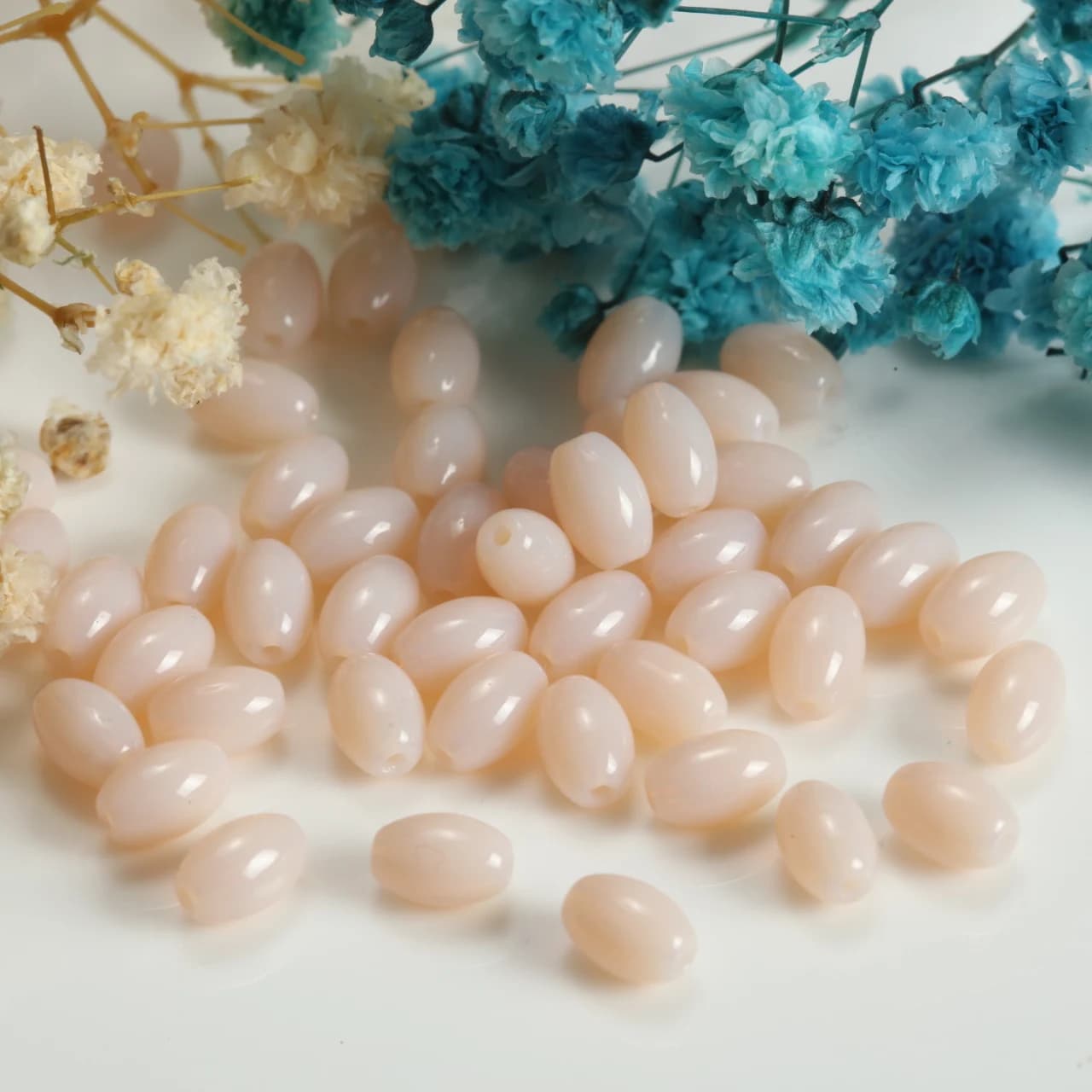 Perline di Vetro a Forma di Riso 4x6mm Color Pelle, Perline di Cristallo per Creazione di Gioielli Fai-da-Te, Bracciali, Collane, Orecchini e Accessori