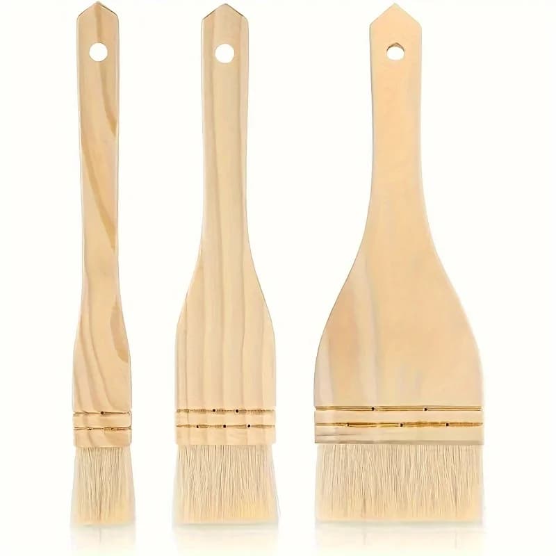 3 pennelli piatti per pittura, pennelli per artisti, setole per capelli di pecora, pennello per lavaggio ad acquerello, pittura in ceramica