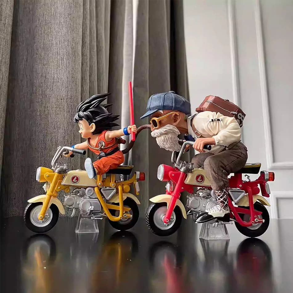 Action Figure Anime Dragon Ball Z 13cm: Son Goku, Maestro Roshi, Kame Sennin con Moto - Giocattoli in PVC per Bambini e Collezionisti