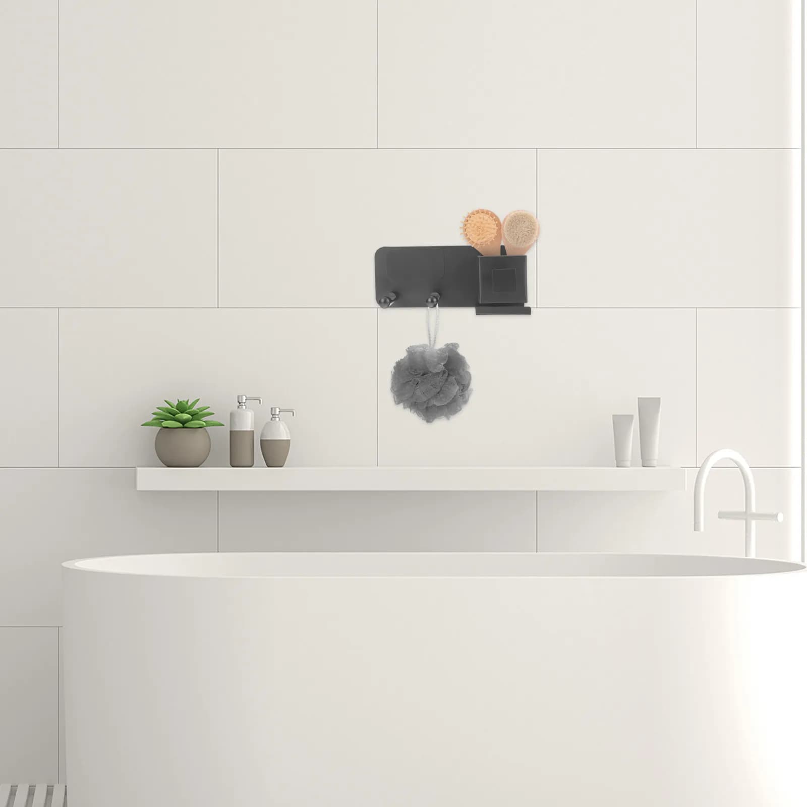 Wall Mounted Hair Dryer Holder Adhesive Design Hair Tool Organizer for Blow Dryer Comb Toothbrush Toothpaste Space Saving