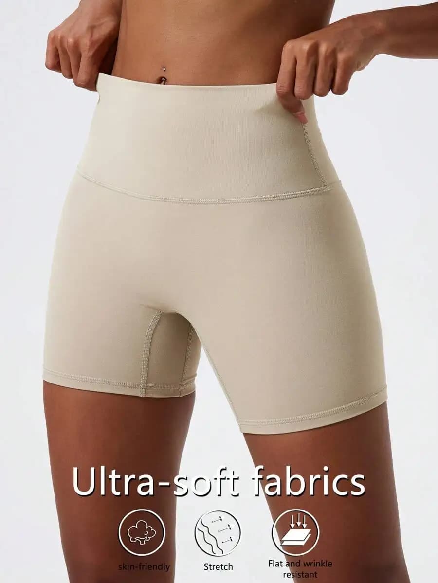 Pantaloncini da yoga elasticizzati effetto nudo per corsa, palestra, ciclismo, sport, donna, traspiranti e aderenti