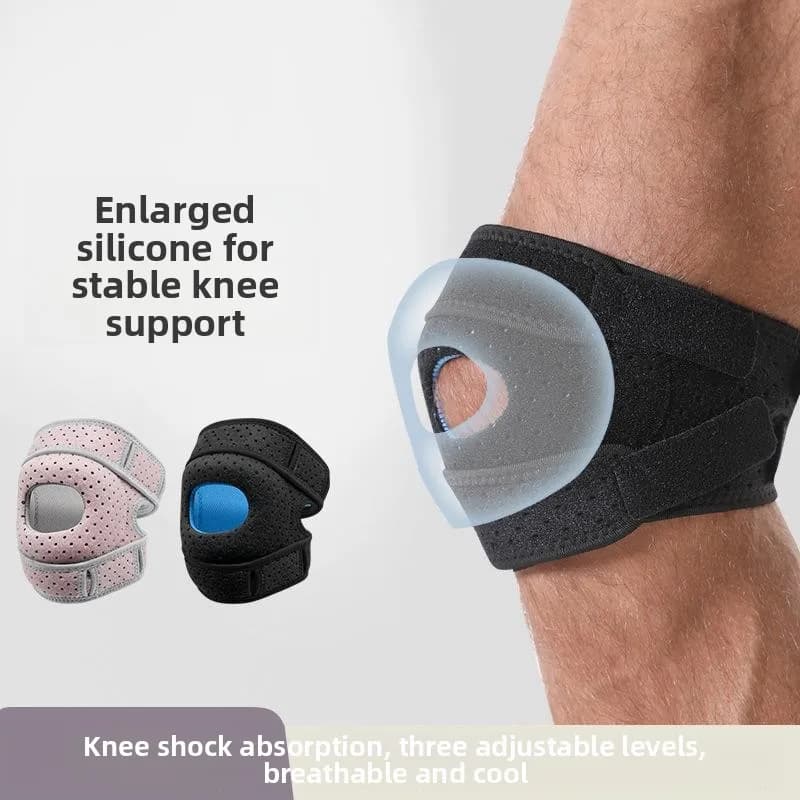 Breathable Silicone Knee Support Belt, Amortizing and Pressurizing for Running, Climbing and Basket