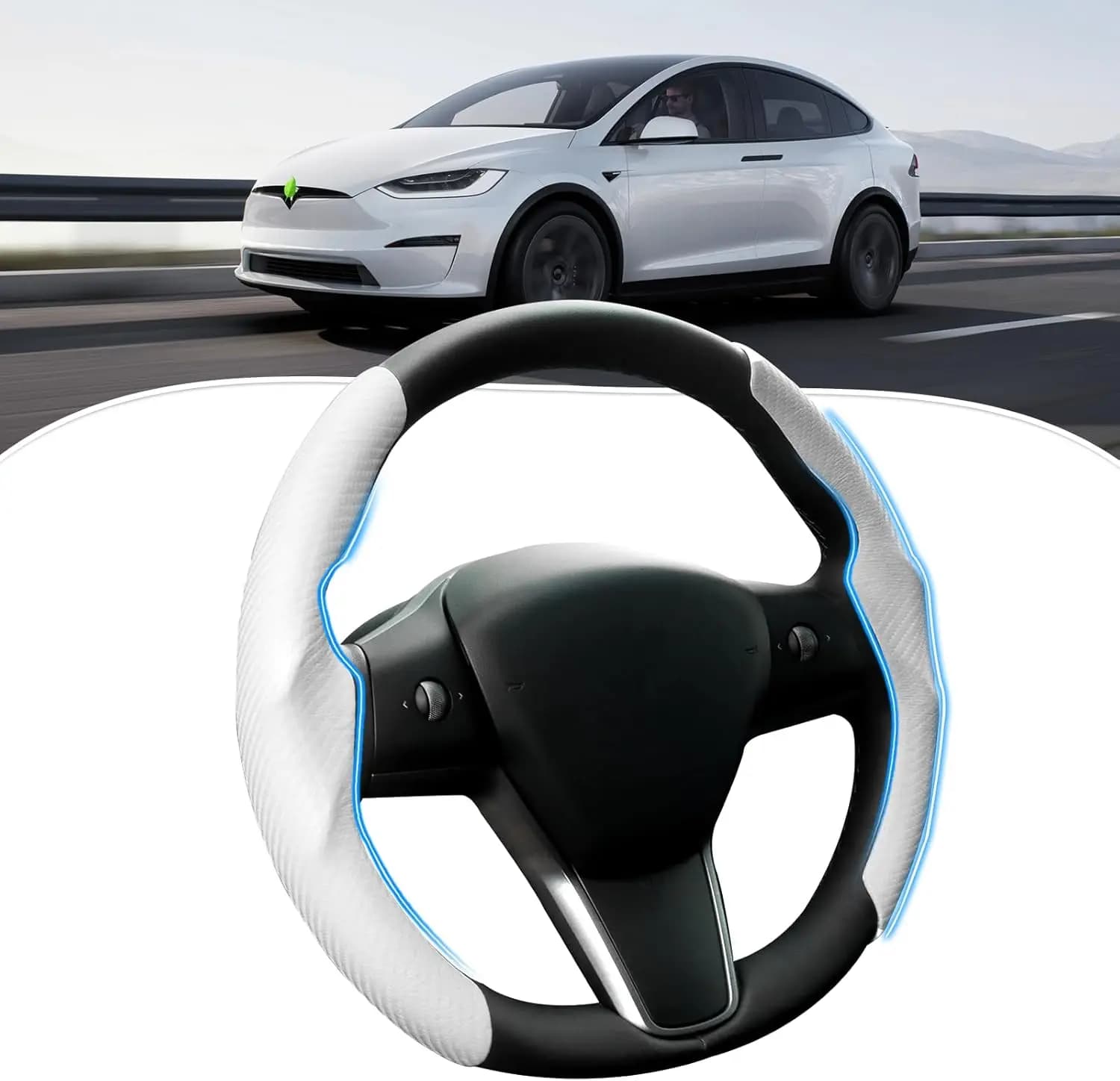 Coprivolante in fibra di carbonio per Tesla Model 3/Y, antiscivolo, confortevole, accessori protettivi traspiranti