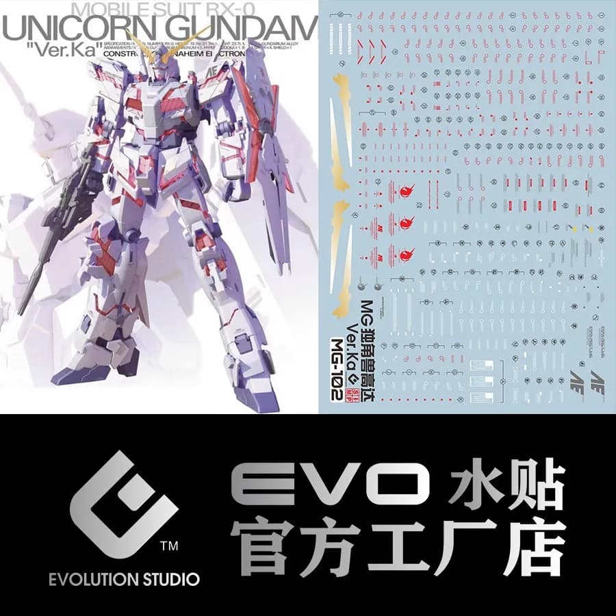 EVO Model Decals Water Slide Decals Tool For 1/100 MG Unicorn Ver.Ka Fluorescent Sticker Models Detail-up Accessories