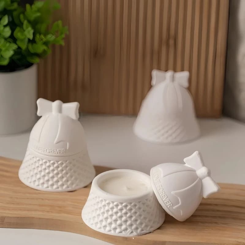 Christmas Bell Shaped Silicone Mold For Aromatherapy Gypsum Candle Cup Plaster Jar Epoxy Resin Candle Container Decoration Mould