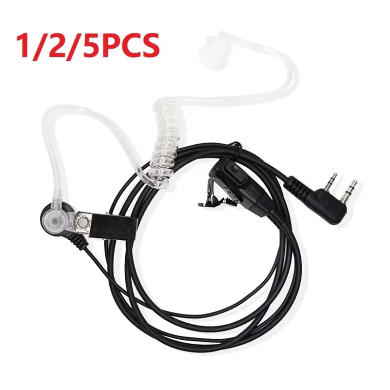 1/2/5 Pezzi Auricolare Acustico con Tubo d'Aria per Walkie Talkie, Cuffia PTT a 2 Pin per Baofeng UV-5R BF-888S UV-21 PRO Quansheng UV-K5