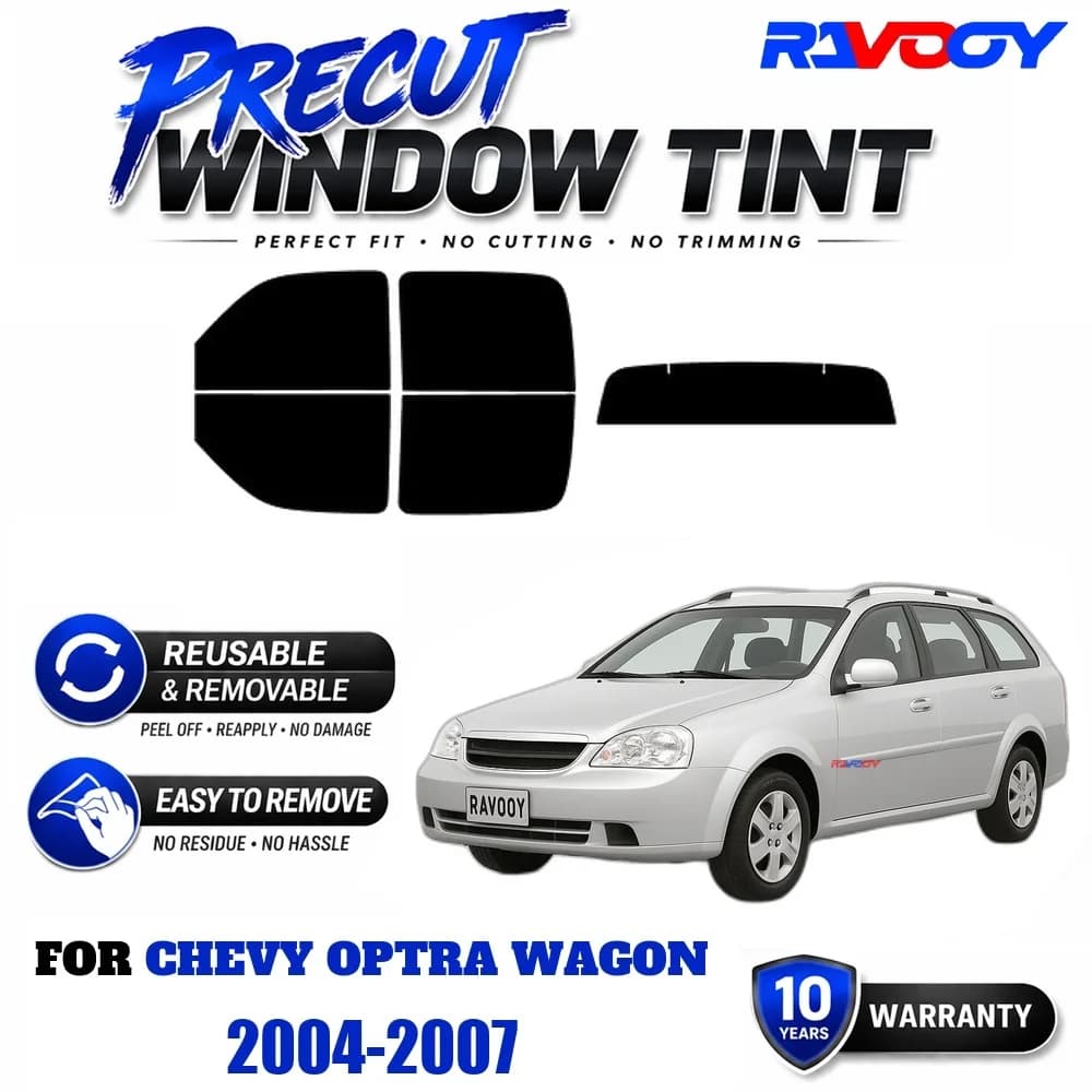 RAVOOY Precut Window Tint, Reusable Removable EPU Film, Custom Fit for Chevy Optra Wagon 2004-2007, UV Heat Protection