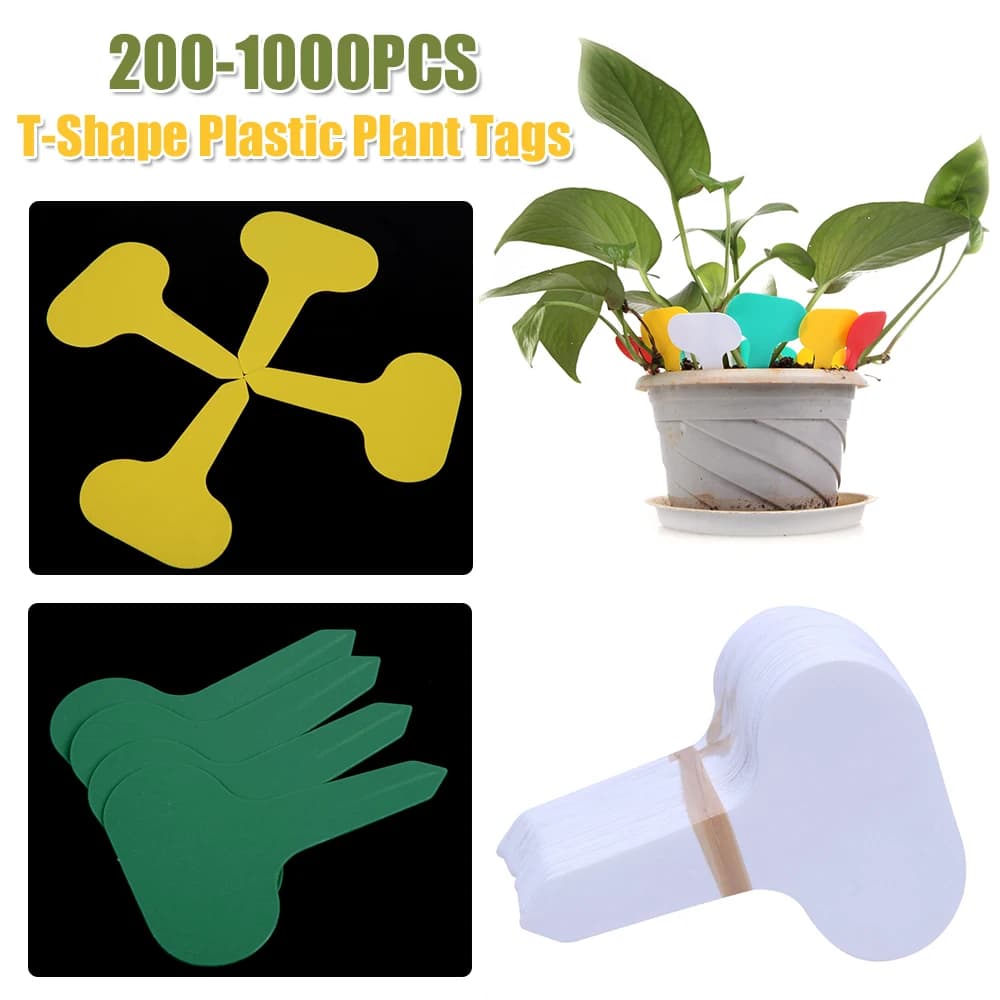 Etichette per Piante a Forma di T in Plastica, Targhette per Vivaio e Giardino, Marcatori per Vasi di Fiori, Segnaposto per Semenzai, Attrezzi da Giardinaggio
