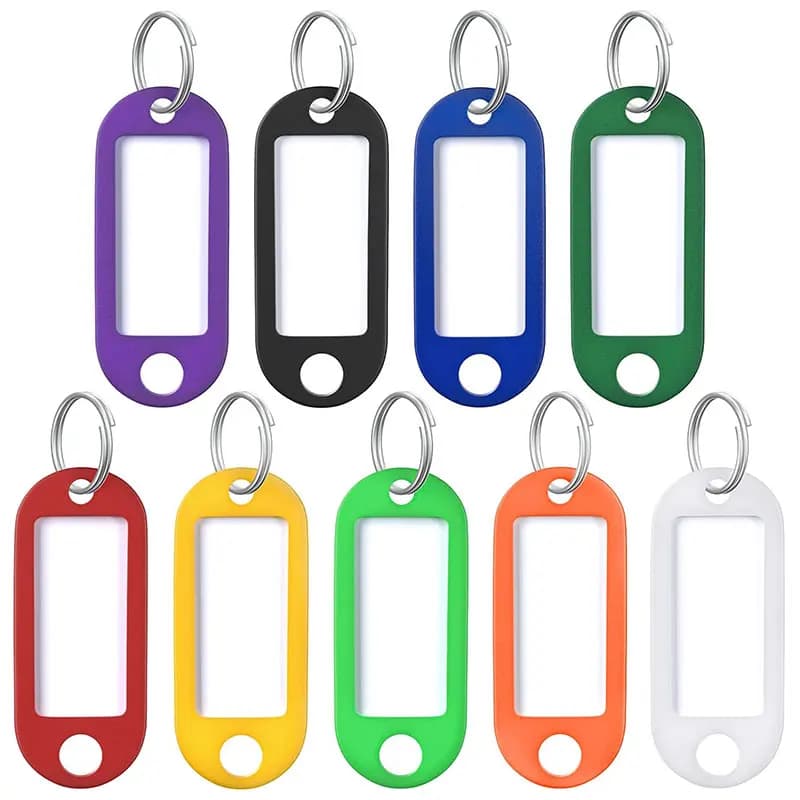 10-50 pz/lotto Etichette Chiave In Plastica Resistente con Anello Diviso Etichetta Finestra per Kit Portachiavi FAI DA TE Nome Numerato Bagagli Etichette