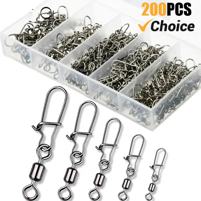 Swivel fishing spout 4 # -12 # Duo-Lock connector kit with stainless steel rolling bearing Freshwater bait equipment for salt water 50-200 pieces