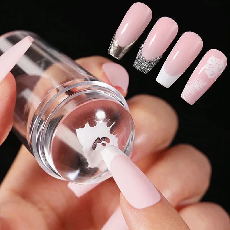 1Set Transparent Nail Stamper with Scraper Silicone Head Stamper for French Nail Printing Nail Art Stamping Template Nail Care