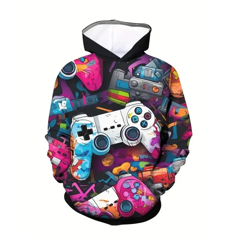 Gamepad 3d Printed Men's Hoodie Street Oversized Hooded Sweatshirt With Drawstring Pocket Pullovers Kids Long Sleeves Hoodies
