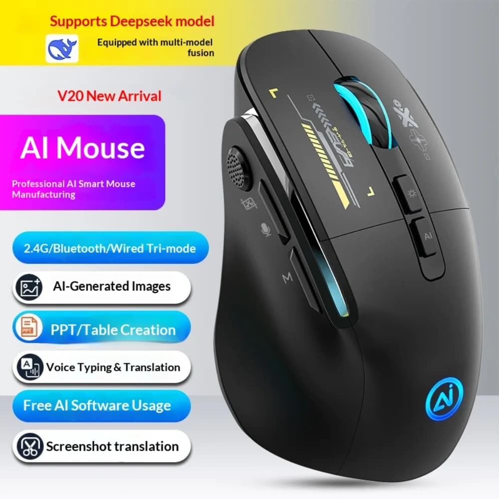 Rechargeable Wireless Mouse Bluetooth 2.4G Dual Mode Silent RGB Ergonomic for PC Laptop Office Home Gaming Daily Working Use